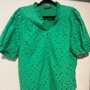 Elegant Green Eyelet Blouse
